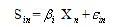 S subscript in equals beta subscript i times chi subscript n plus epsilon subscript in.