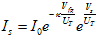 I subscript s equals I subscript 0 times e raised to power of -k times the fraction V subscript fg divided by U subscript T times e raised to the power of the fraction V subscript s divided by U subscript T. 