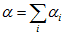 Alpha equals the sum of alpha subscript i.