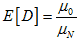 E times open bracket D closed bracket equals mu subscript 0 divided by mu subscript N.