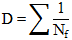 D equals the sum of 1 divided by N subscript f.