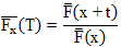 F average subscript x times open parenthesis T closed parenthesis equals F average times open parenthesis x plus t closed parenthesis divided by the average F times open parenthesis x closed parenthesis.