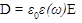 This figure consists of an equation that reads D equals epsilon (lowercase) subscript zero, end subscript, multiplied by epsilon (lowercase) as a function of omega (lowercase) multiplied by E.