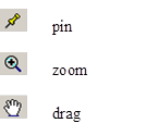 Figure 55. Screen Capture. Icons on Geography toolbar to select Austin, TX. Icons available on the Geography toolbar to use to select a location are pin, zoom, and drag.