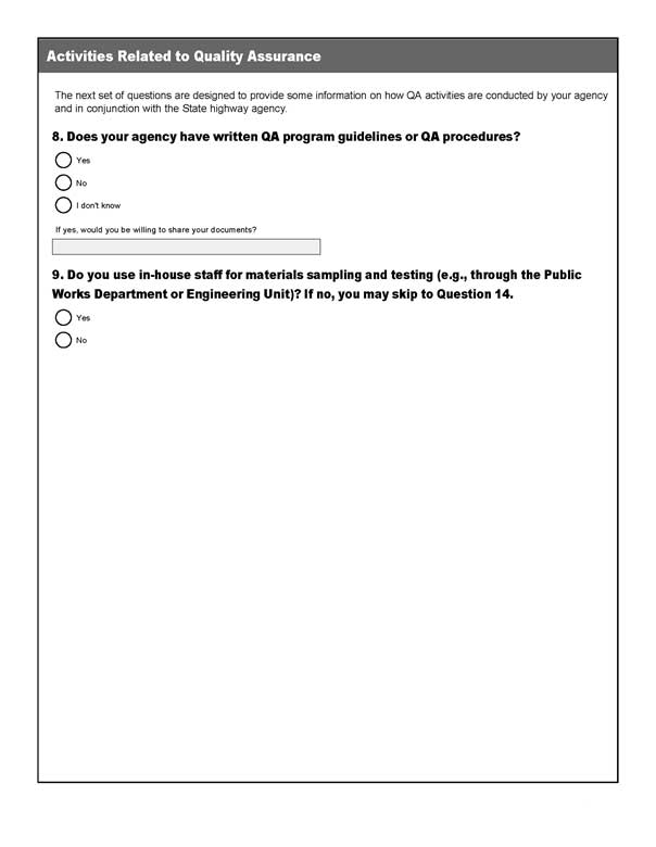 Activities Related to Quality Assurance