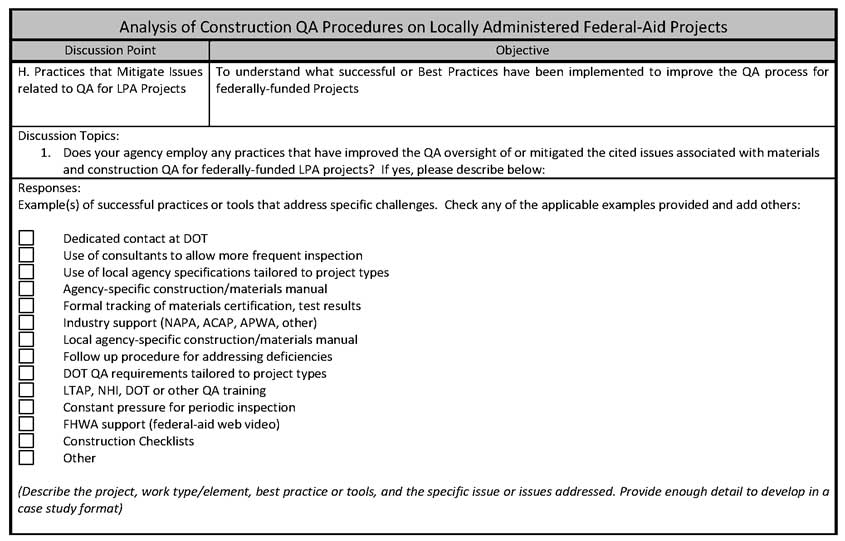 Analysis of Construction QA Procedures on Locally Administered Federal-Aid Projects FHWA DTFH61-12-C-00028 Interview Form - LPA