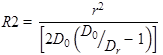 Figure 9. Equation. Definition of radius of curvature R2. R2 equals the product of r squared divided by open bracket 2 times D subscript 0 times the quantity of open parenthesis D subscript 0 divided by D subscript r minus 1 closed parenthesis closed bracket.