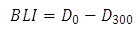 BLI equals D subscript 0 minus D subscript 300.