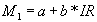 Figure 4. Equation. Relationships in Tables 2 and 3. M subscript 1 equals a, the intercept, plus the product of b, the slope, multiplied by IR.