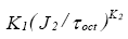 Regression constant 1 times open parenthesis second stress variant divided by octahedral shear stress close parenthesis to the regression constant 2.