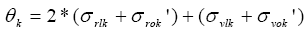 Bulk shear stress sub K equals 2 times the sum of (open first parenthesis) radial load stress plus radial overburden stress (close first parenthesis) plus (open second parenthesis) vertical load stress plus vertical overburden stress (close second parenthesis).