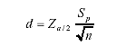 Equation 1. Equation. The difference d between the true and the estimated mean average annual daily traffic obtained from n observations is equal to the standard normal deviate at a confidence level (1 minus a) multiplied by the ratio of the standard deviation in the population of average annual daily traffic volume divided by the square root of the number of observations used in computing the mean.