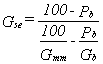 G subscript se equals 100 minus P subscript b over 100 over G subscript mm minus P subscript b over G subscript b