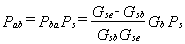 P subscript ab equals P subscript ab P subscript s equals G subscript se minus G subscript sb over G subscript sb G subscript se multiplied by G subscript b P subscript s