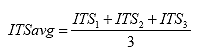 ITSavg equals the ratio of the sum of ITS sub 1, ITS sub 2, ITS sub 3 over 3