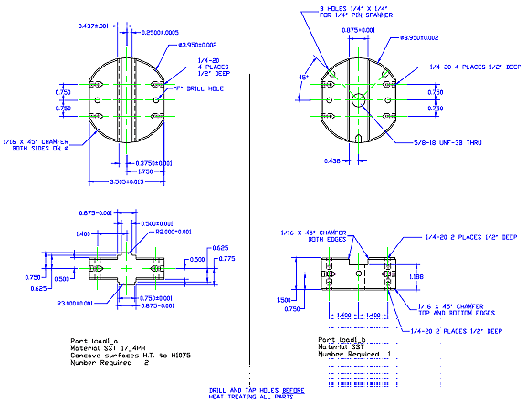 Figure provides a diagram describing the details of the bottom load heads for P07 testing.