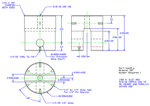 Figure provides a diagram of the swivel block details to be used in P07 testing.
