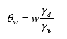 Equation 33.  Equation.  theta sub w equals w multiplied by gamma sub d divided by gamma sub w.
