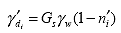 Equation 38.  Equation.  prime gamma sub d sub i equals G sub s multiplied by gamma sub w multiplied by the subtraction of prime n sub i from 1.