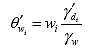 Equation 39.  Equation.  prime theta sub w sub i equals w sub i multiplied by prime gamma sub d sub i divided by gamma sub w.