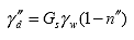 Equation 46.  Equation.  double prime gamma sub d equals G sub s multiplied by gamma sub w multiplied by the subtraction of double prime n from 1.