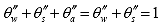 Equation 49.  Equation.  the sum of double prime theta sub w, double prime theta sub s, and double prime theta sub a equals the sum of double prime theta sub w and double prime theta sub s, which equals 1.