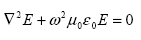 Equation 78.  Equation.  the sum of the product of squared gradient multiplied by E and the product of squared omega multiplied by mu sub 0 multiplied by epsilon sub 0 multiplied by E equals 0.