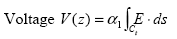 Equation 86.  Equation.  V at z equals alpha sub 1 multiplied by the integral over C sub t with respect to s multiplied by E.