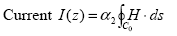 Equation 87.  Equation.  I at z equals alpha sub 2 multiplied by the integral around C sub zero with respect to s multiplied by H.