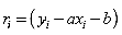 Equation 99. Equation. r sub i equals the product of the following: y sub i minus a times x sub i minus b.