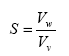 Equation 10. Equation. S equals the product of V sub w divided by V sub v.