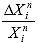 Delta X to the power n sub i divided by X to the power n sub i