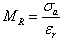 Equation 19. Definition of resilient modulus. M subscript R equals the ratio between sigma subscript a divided by epsilon subscript r.