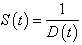 Equation 62. Calculation of beam stiffness as a function of time. S parenthesis t end parenthesis equals 1 divided by D parenthesis t end parenthesis.