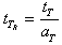 Equation 63. Calculation of time at the reference temperature. t subscript T subscript R equals t subscript T divided by a subscript T.