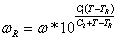 Equation 80. WLF model to calculate the reduce frequency. Omega subscript R equals omega times 10 raised to the power of C subscript 1 times parenthesis T minus T subscript R end parenthesis divided by C subscript 2 plus T minus T subscript R.