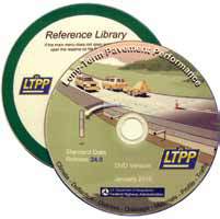 A pair of DVDs with printed faces. One is labeled “Standard Data Release” and the other “Reference Library.” Both carry the LTPP logos and other illegible information.