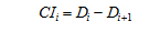 CI subscript i equals D subscript i minus D subscript i plus 1.