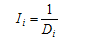 I subscript i equals 1 divided by D subscript i.