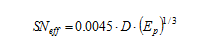 SN subscript eff equals 0.0045 times D times open parenthesis E subscript p closed parenthesis raised to the power of one-third