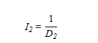 Figure 29. Equation. Calculation of I2. I subscript 2 equals 1 divided by D subscript 2.