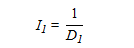 Figure 35. Equation. Calculation of I1. I subscript 1 equals 1 divided by D subscript 1.