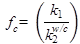 f subscript c equals open parenthesis K subscript 1 divided by K subscript 2 raised to the power of w/c closed parenthesis.