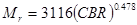 M subscript r equals 3,116 times open parenthesis CBR closed parenthesis raised to the power of 0.478.