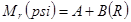 M subscript r times open parenthesis psi closed parenthesis equals A plus B times open parenthesis R closed parenthesis.