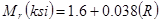 M subscript r times open parenthesis ksi closed parenthesis equals 1.6 plus 0.038 times open parenthesis R closed parenthesis.