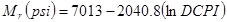 M subscript r times open parenthesis psi closed parenthesis equals 7,013 minus 2,040.8 times open parenthesis natural log times DCPI closed parenthesis.