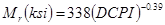 M subscript r times open parenthesis ksi closed parenthesis equals 338 times open parenthesis DCPI closed parenthesis raised to the power of -0.39.