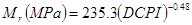 M subscript r times open parenthesis MPa closed parenthesis equals 235.3 times open parenthesis DCPI closed parenthesis raised to the power of 
-0.48.
