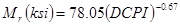 M subscript r times open parenthesis ksi closed parenthesis equals 78.05 times open parenthesis DCPI closed parenthesis raised to the power of -0.67.